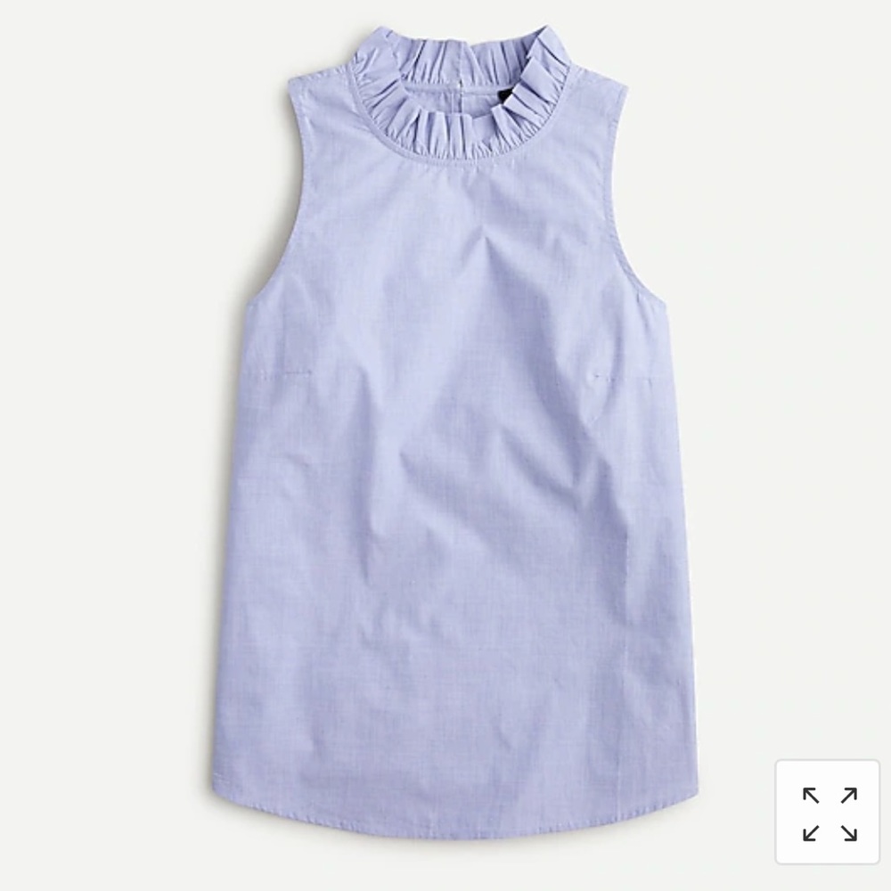 J Crew ruffle-neck top in end-on-end cotton